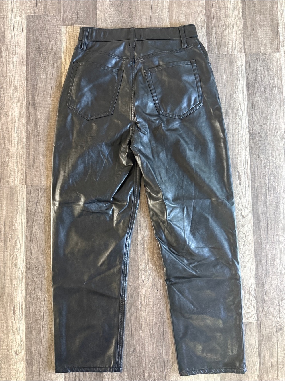 Abercrombie & Fitch Pants Black Curve Love Vegan Leather Ankle Straight Size 27 - Picture 7 of 11